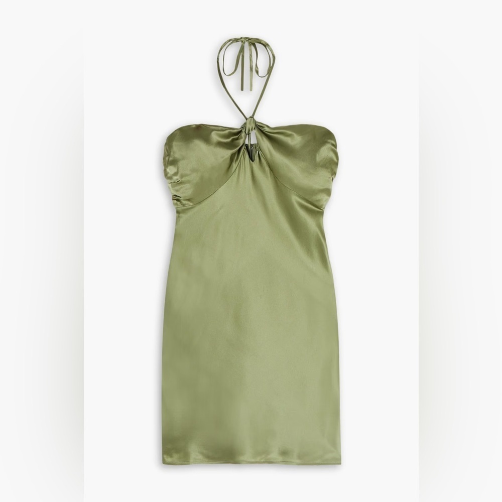 Reformation Sorrentine Silk Mini Dress Artichoke Green NWT Size 8 - Picture 6 of 10